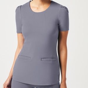 Jaanuu pleated tunic top graphite small